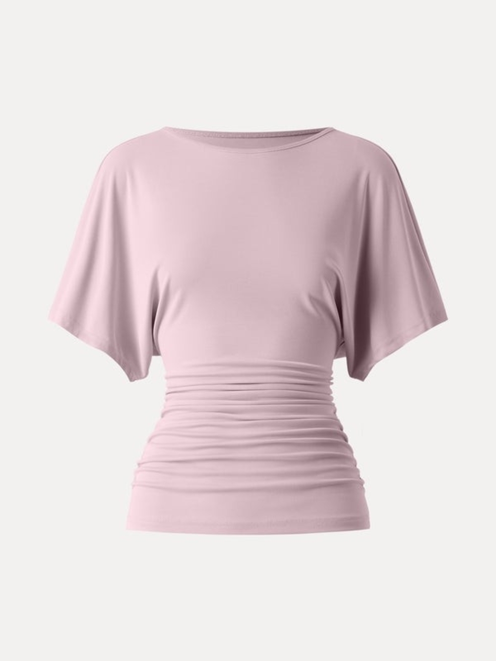 OGL Blush Pink Sandwashed Effortless Boatneck Batwing Sleeve Side Ruched Top